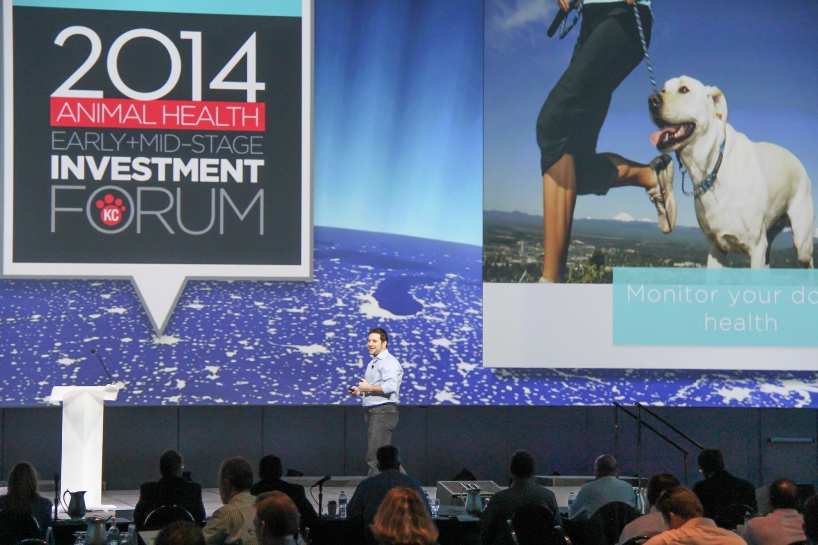 Davide Rossi of Kansas City-based FitBark presents at the 2014 KC Animal Health Investment Forum.