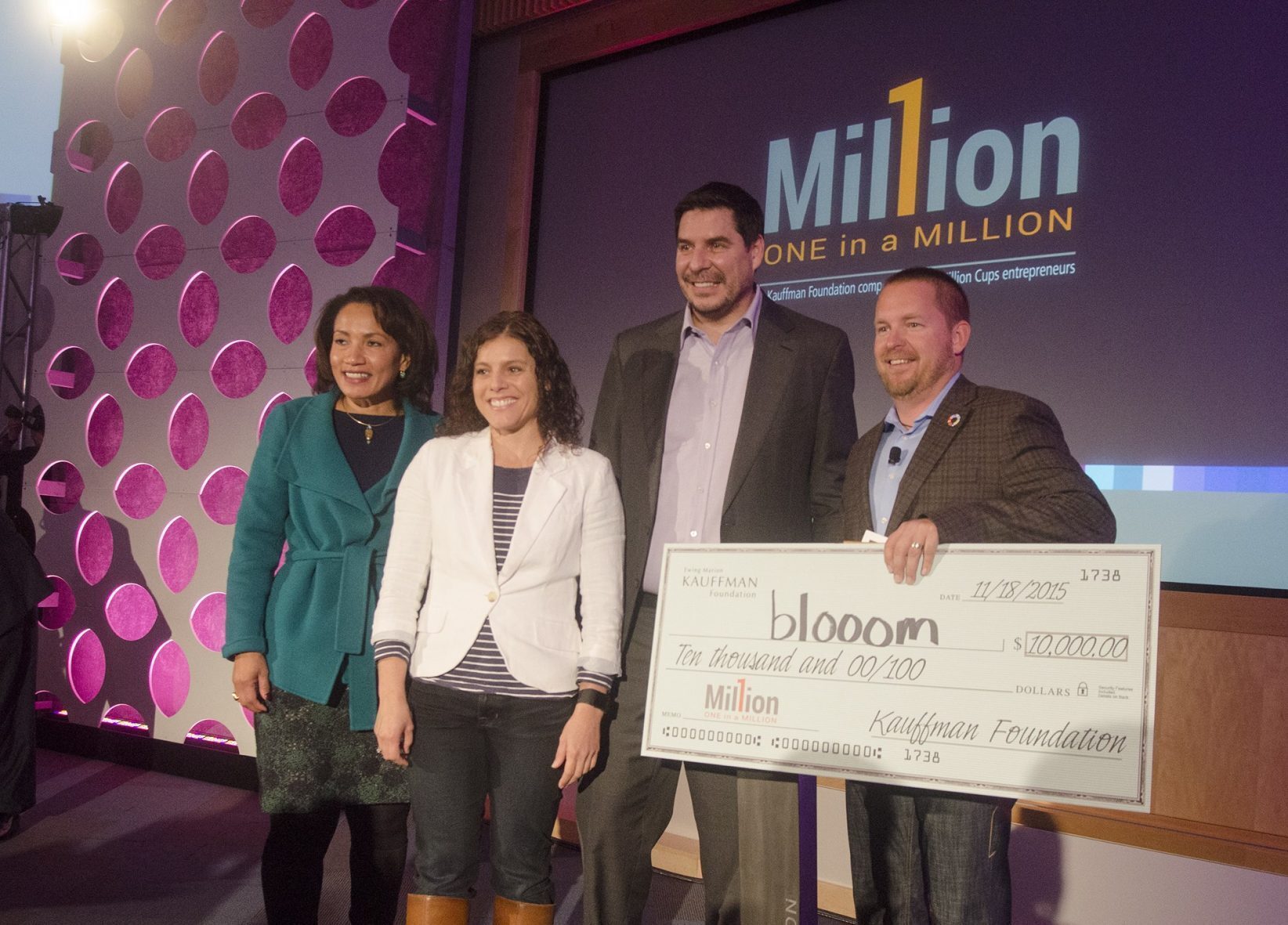 Blooom CEO Chris Costello with judges in the One in a Million contest.