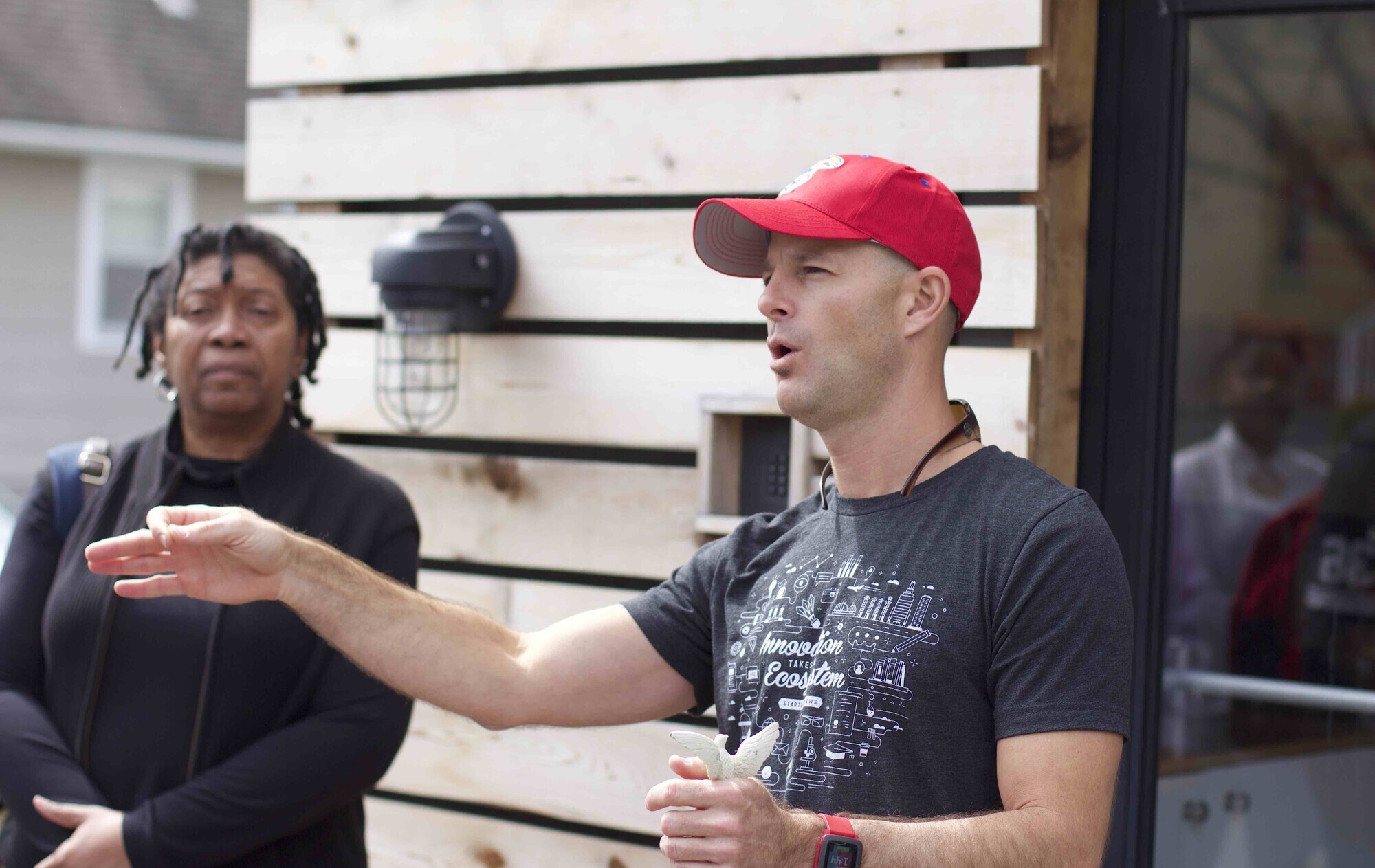 Matthew Marcus, then-executive director of the Kansas City Startup Foundation, giving a tour of the Kansas City Startup Village in 2016
