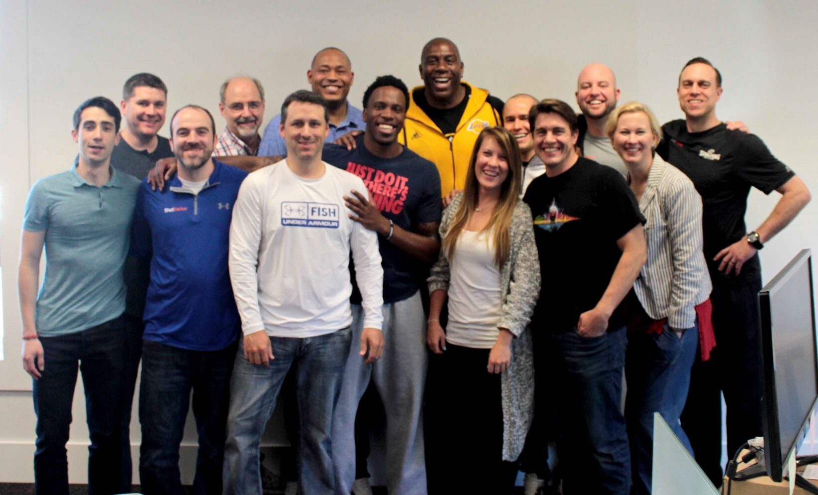 Magic Johnson with the ShotTracker team.