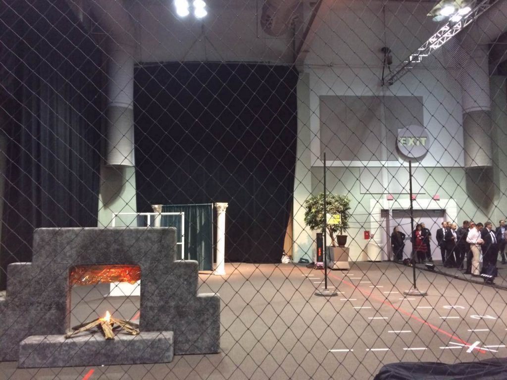 The obstacle course that Aerotenna's tech helped a drone navigate.