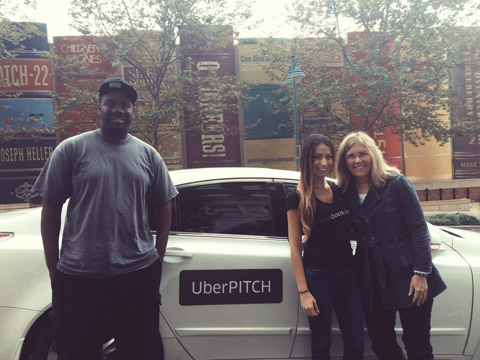 Erika Klotz, PopBookings, with an investor from UberPitch. 