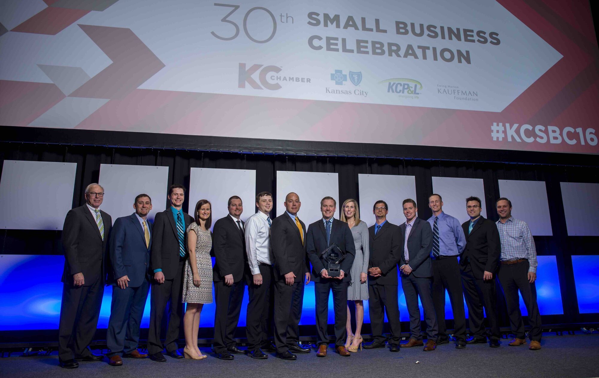 k12itc founder Brad Sandt accepts the Mr. K Small Business of the Year Award from the Greater Kansas City Chamber of Commerce.