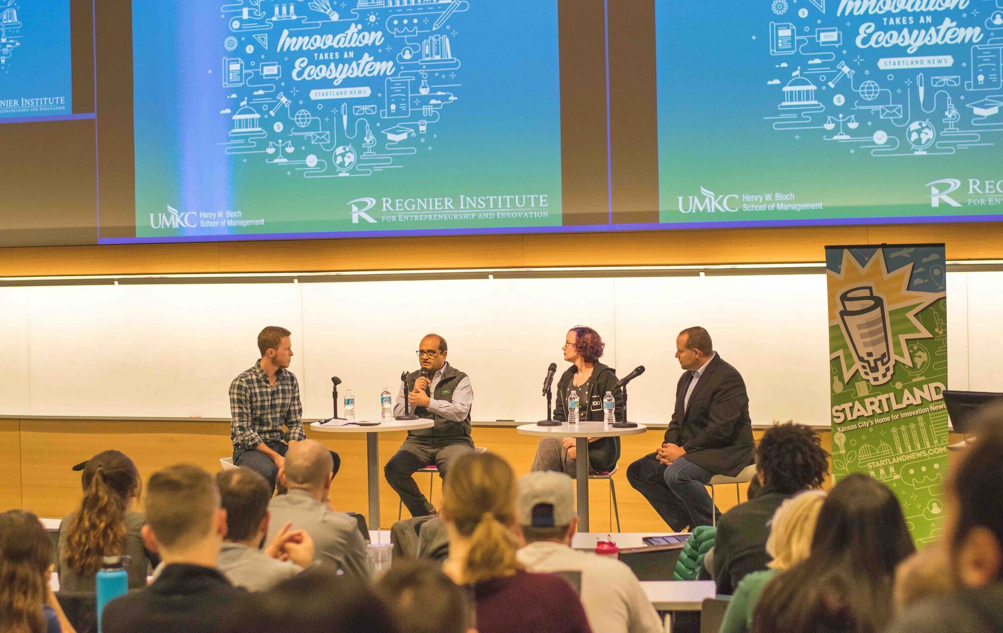 Bobby Burch moderates a panel with Sanjay Gupta, C2FO, Kris Adair, Mycroft and Chris Smith, Athlete Network.