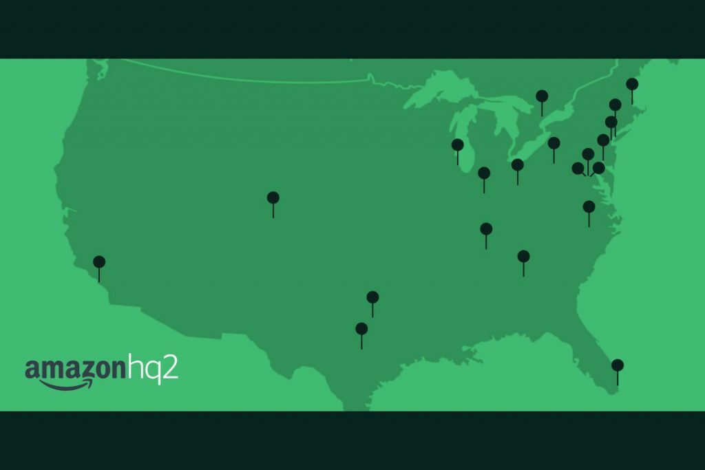 Amazon's HQ2 finalists map