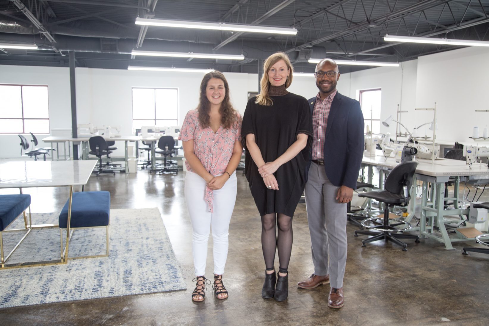 Rightfully Sewn's Rose Azorsky (intern), Jennifer Lapka, and Godfrey Riddle