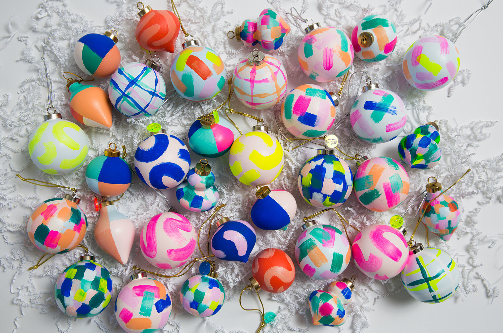 Handpainted ornaments by Ampersand Design Studio