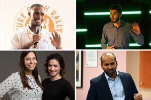 Kwinton Scarborough, PawCon X; Pat McLoughlin, Digs; Elango Thevar, Neer; and Kim Naramore and Jillian Carlile, TravelHive, Pitch & Pint: KC Collective