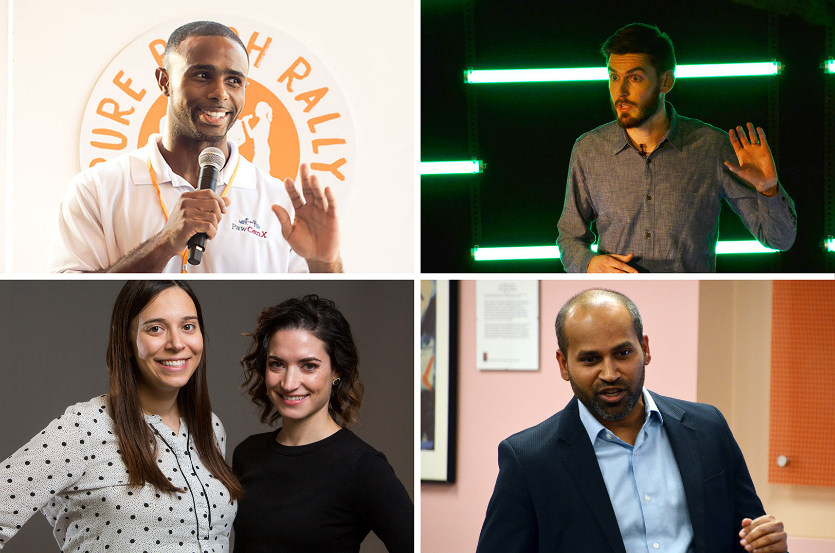 Kwinton Scarborough, PawCon X; Pat McLoughlin, Digs; Elango Thevar, Neer; and Kim Naramore and Jillian Carlile, TravelHive, Pitch & Pint: KC Collective