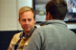 Chris Cheatham, RiskGenius, and Travis Holt, Brush Creek Partners; bcp tech accelerator launch party, December 2019