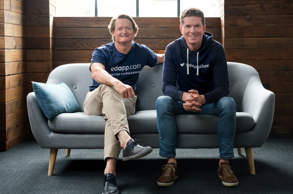 Darren Winterford, EdApp CEO, and Luke Anear, SafetyCulture CEO; photo courtesy of Business Wire