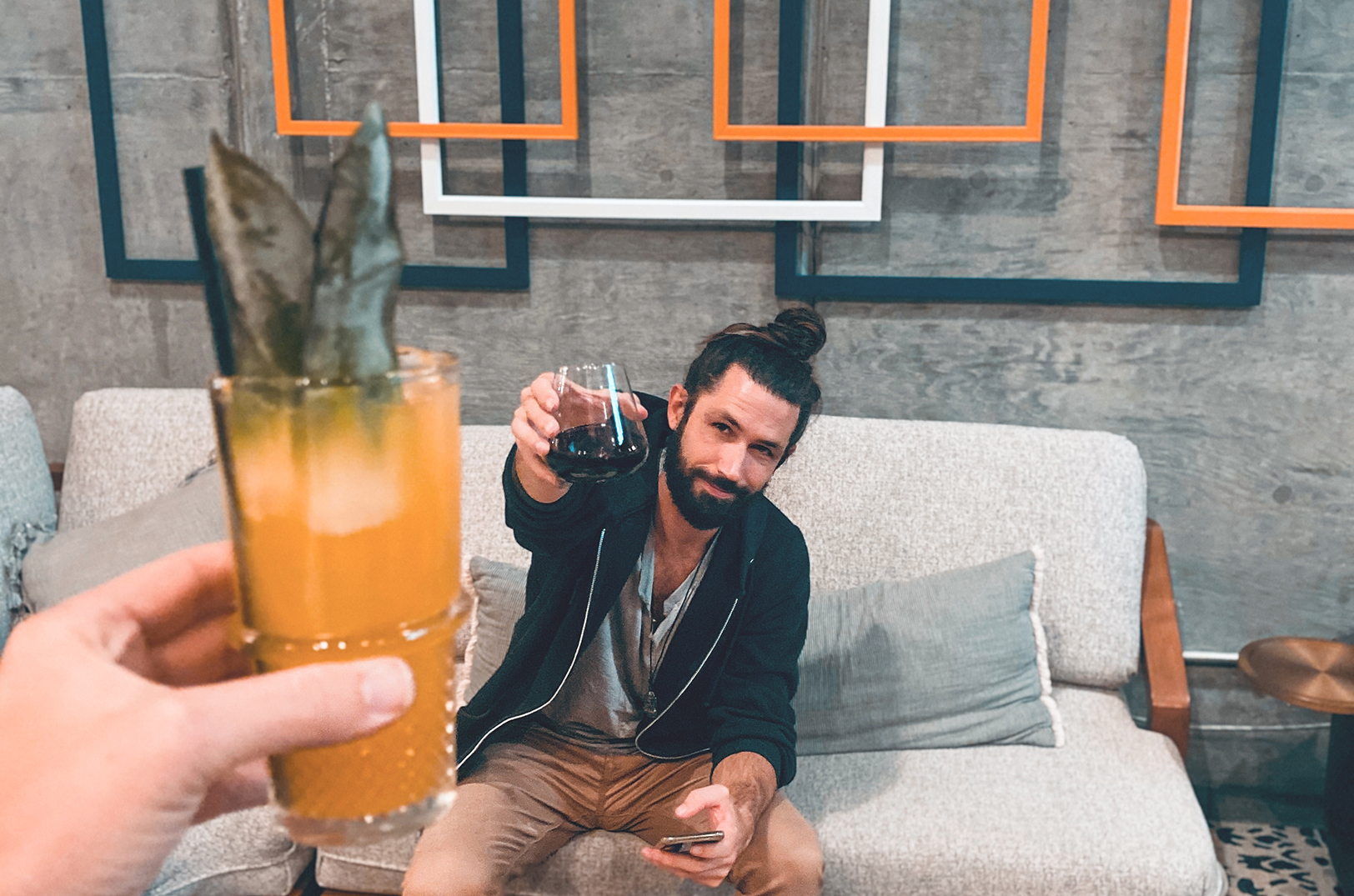 Joy of the Journey Scott Hanson toasting Dimarco Barea at Origin Hotel in Raleigh, North Carolina Scott Hanson toasting Dimarco Barea at Origin Hotel in Raleigh, North Carolina