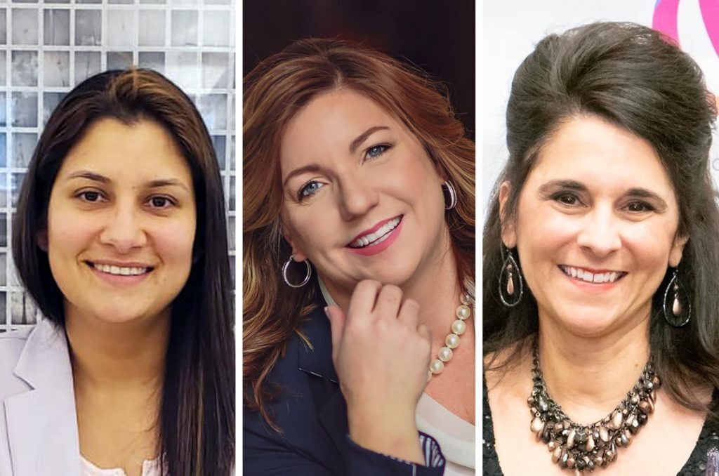 HI-HERImpact pitch competitors: Anita Koul, Kufukaa; Deb North, YES! Athletics; and Lisa Ragan, Safely Delicious