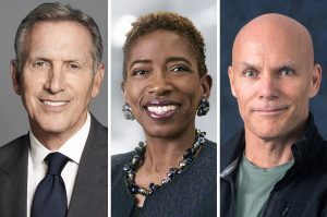 Howard Schultz, Carla Harris, and Sandy Kemper