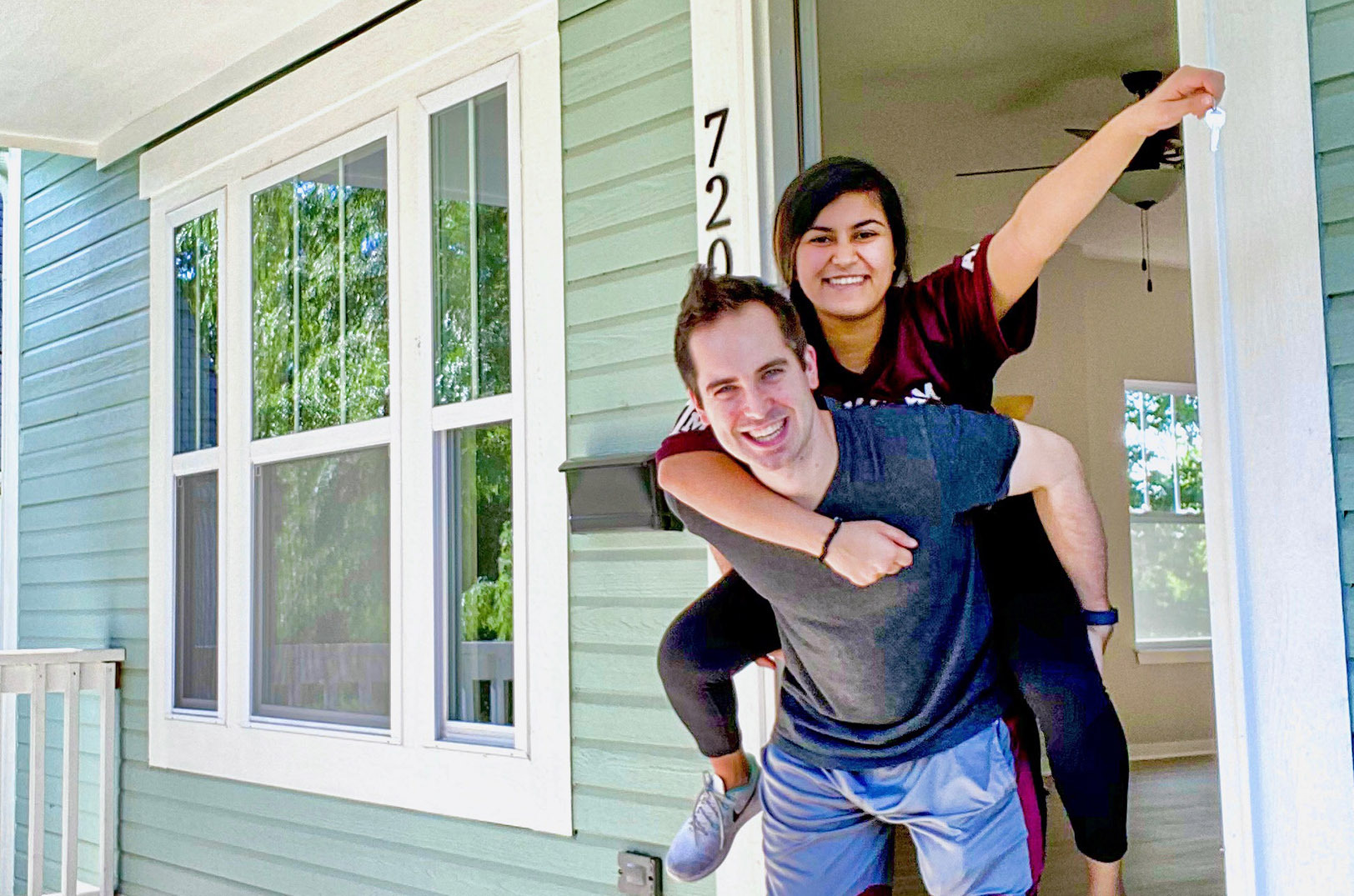 Ria Rao and Morgan Bannerman after securing their first house after securing their first house