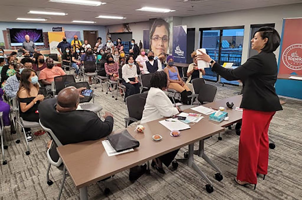 Kira Cheree, Entrepreneur Business Basics (EBB), leading a recent program in Topeka