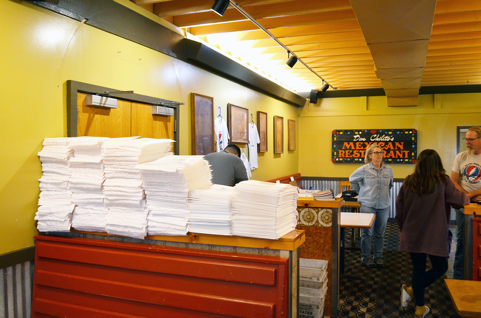 Don Chilitos 04 Stacks of addressed mailing packets sit ready Dec. 22 for already-purchased copies of "Don Chilito’s Secret Recipes book"