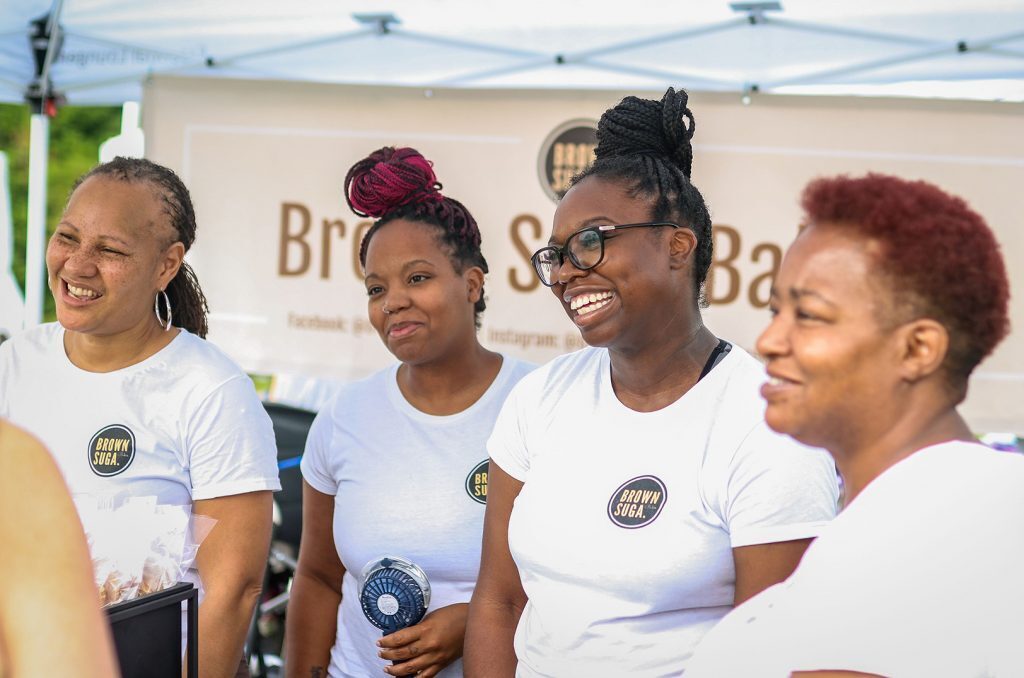 Nicole Paul (aunt), Asia Lockett (sister and co-owner), Ebony Paul (co-owner), and Stephanie Fairweather (aunt); Brown Suga Bakes