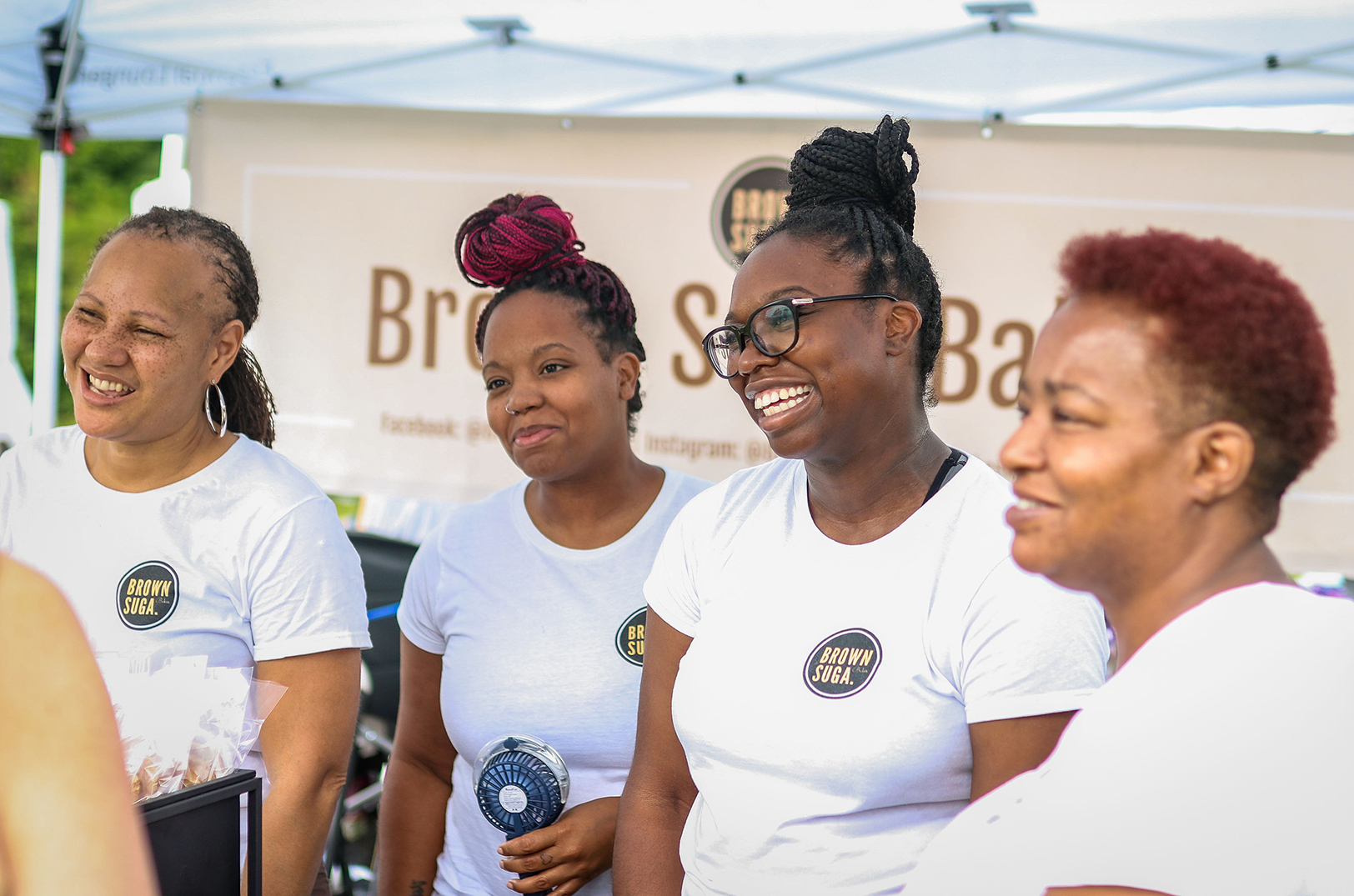 Nicole Paul (aunt), Asia Lockett (sister and co-owner), Ebony Paul (co-owner), and Stephanie Fairweather (aunt); Brown Suga Bakes