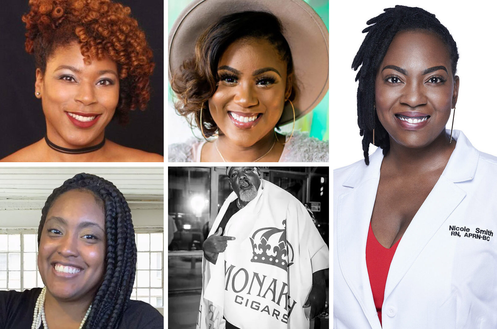 Marlena Blackman, Shots by Miko: Custom Cocktails & Shots; India Wells-Carter, Fresh Factory KC; Nicole Smith, His Temple Healthcare; Kalia McKinley, OCD Diva & Co.; Alonzo Wyatt, Monarch Cigars