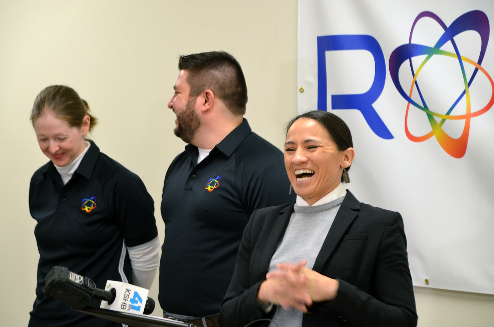 Sharice Davids Ronawk 08 U.S. Rep. Sharice Davids, D-Kansas, Wednesday at Ronawk in Olathe with co-founders Heather Decker and AJ Mellott