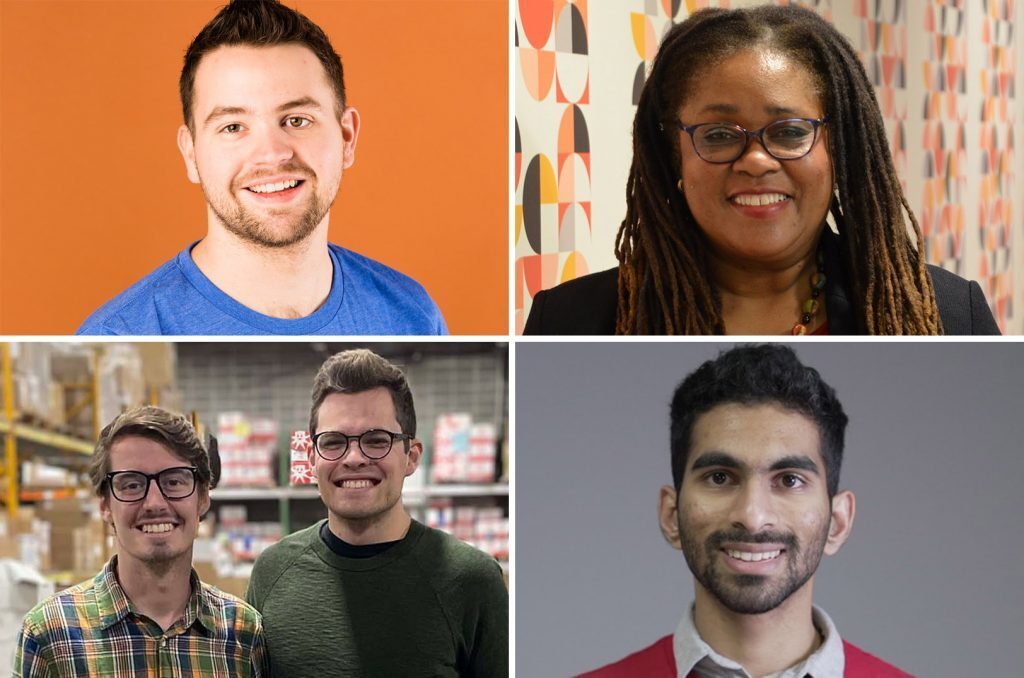 David Biga, Particle Space; Shelley Cooper, Diversity TeleHealth; Tyler Bolz and Will Strout, DataSource; and Nikil Ragav, inventXYZ