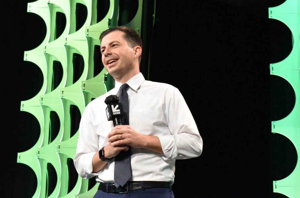 U.S. Transportation Secretary Pete Buttigieg speaking at SXSW; photo by Channa Steinmetz/Startland News