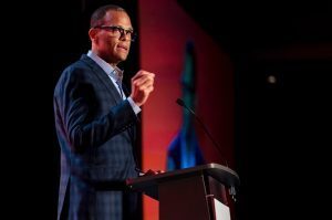 Philip Gaskin, Ewing Marion Kauffman Foundation, speaking at the 2021 Small Business Celebration; photo courtesy of Rivas Photography/the Greater Kansas City Chamber of Commerce