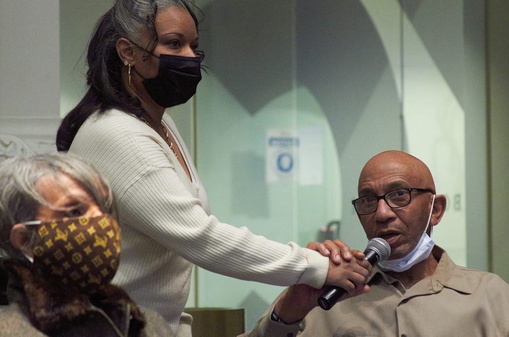 Simone Curls shares the mic with James Watts at a recent Prospect Business Association workshop