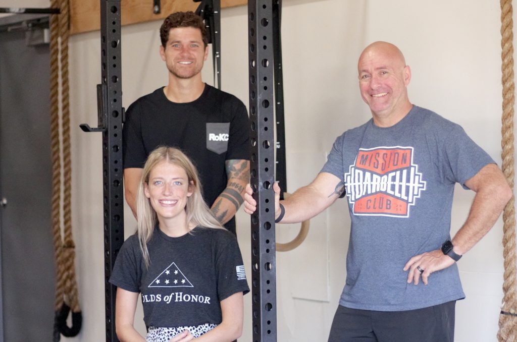 Andrew Potter, RoKC; Jay Fleer, Mission Barbell Club; and Josie Buford, Folds of Honor Kansas City