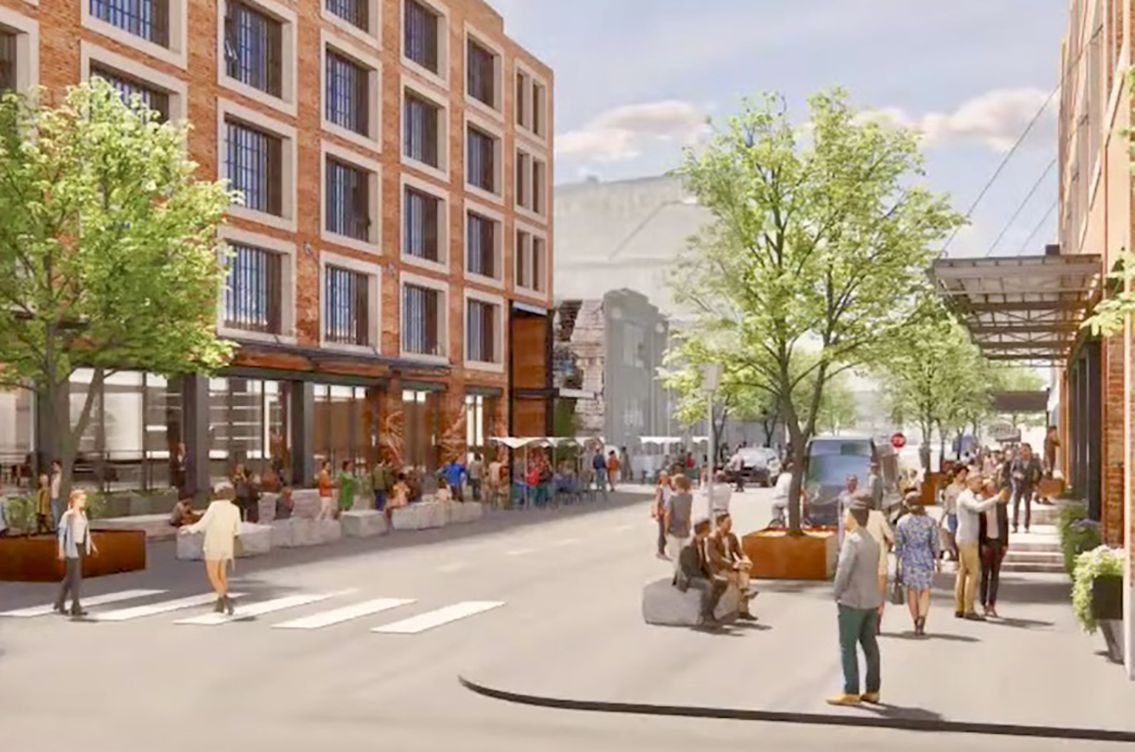 A conceptual rendering of how Union Avenue might appear as part of the SomeraRoad plan. (Rendering from SomeraRoad presentation)