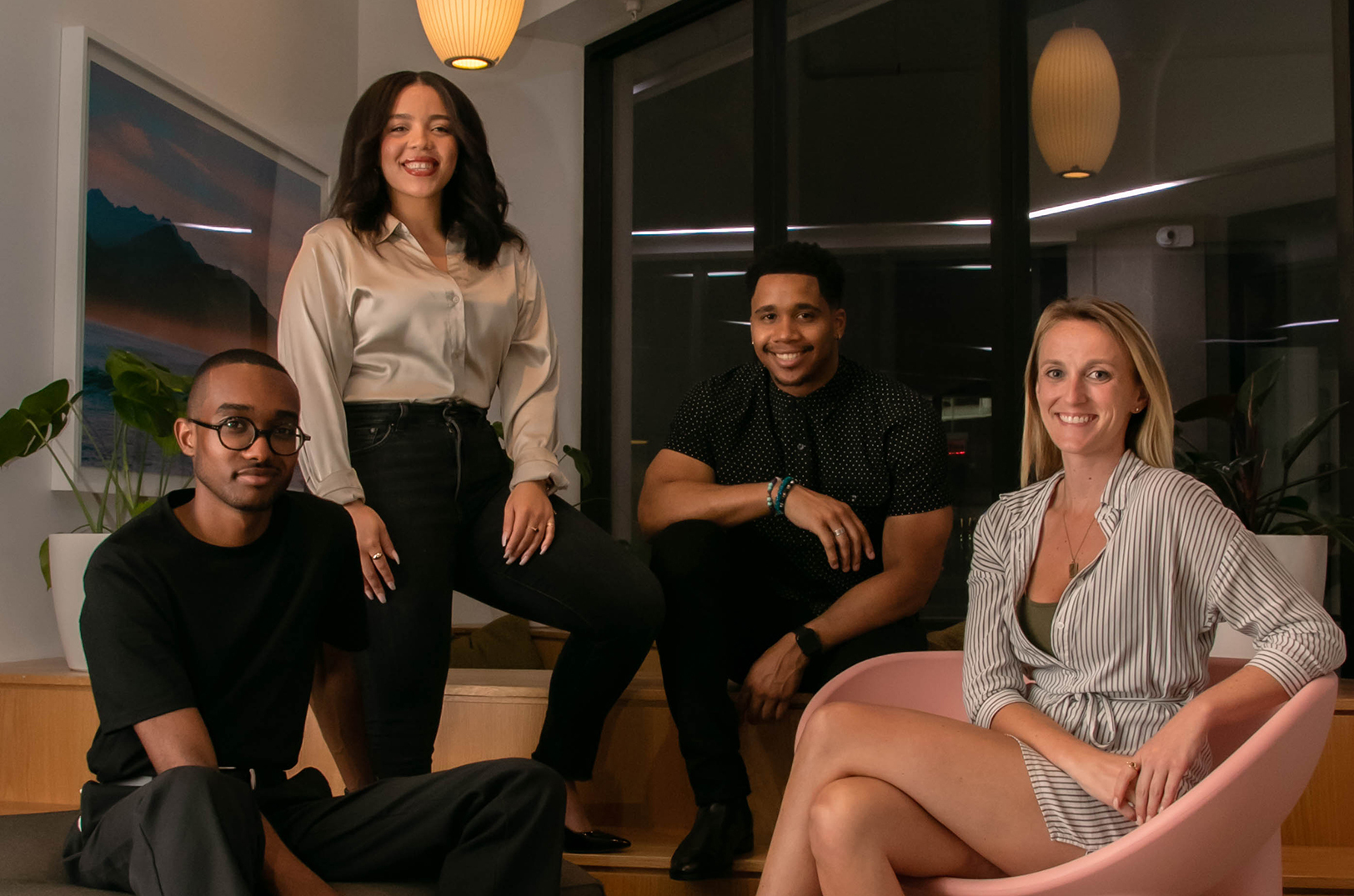 UpDown Nightlife leadership: Abram Shaffer, head of Content and Culture; Kirby Appollis, chief operations officer; Joshua Lewis, founder and CEO; and Mackenzie Smith, chief people officer