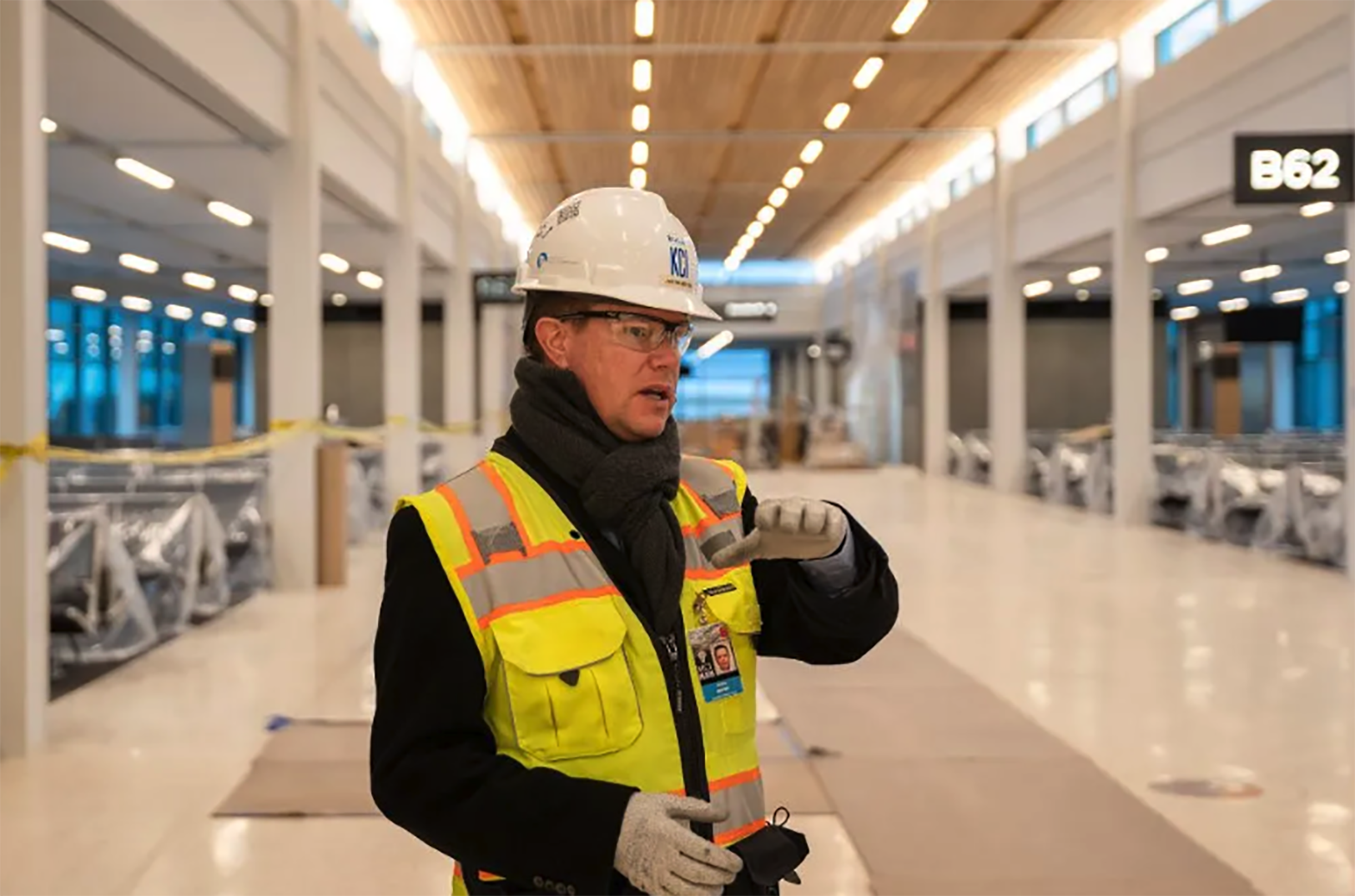 Justin Meyer, deputy director of the Kansas City Aviation Department, gives a tour of the new terminal at the Kansas City International Airport; photo by Christopher Smith/The Kansas City Beacon