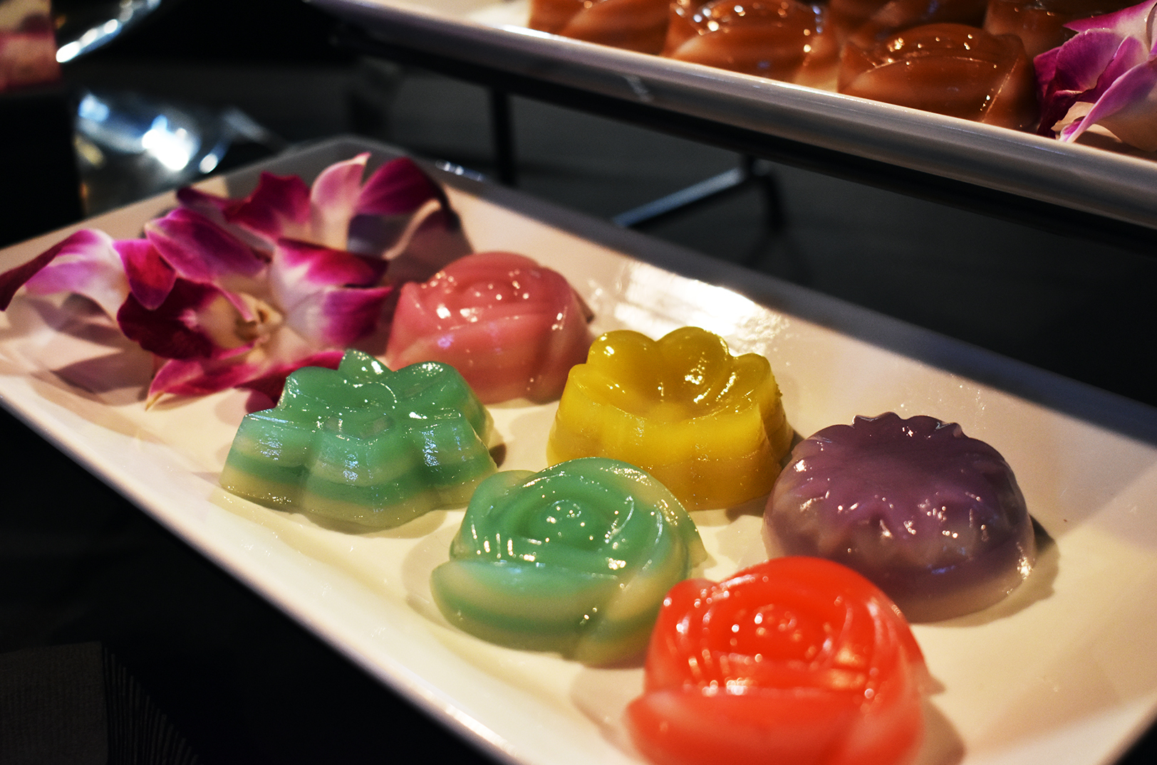 Khanom Chan, a traditional Thai dessert, from Bamboo Penny's at the 2023 preview event for Kansas City Restaurant Week at J. Rieger & Co. 