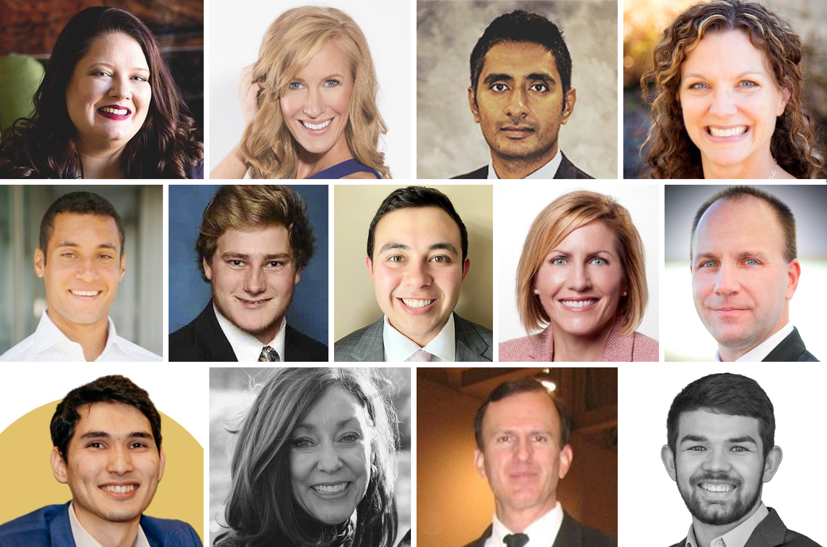 K-State Center for Entrepreneurship Accelerator cohort: top, Crystal Webster, Sharing Solace; Ruth Shrauner, Poshed On The Go; Harsha Moole, FindMyDirectDoctor; Courtney Younglove, Health Partners MD; middle, Tristan Threatt, Tucker Sutton, and Noah Bortnick, Blackbox; Sandra Merkel-DeJames and Kirk Pappan, Acclivity Technologies; bottom, Yslam Akmyradov, Dost AI; Laura Owen, HealthyID; Thomas Anderson, PillReady; and Tyler Miller Miller Enterprises