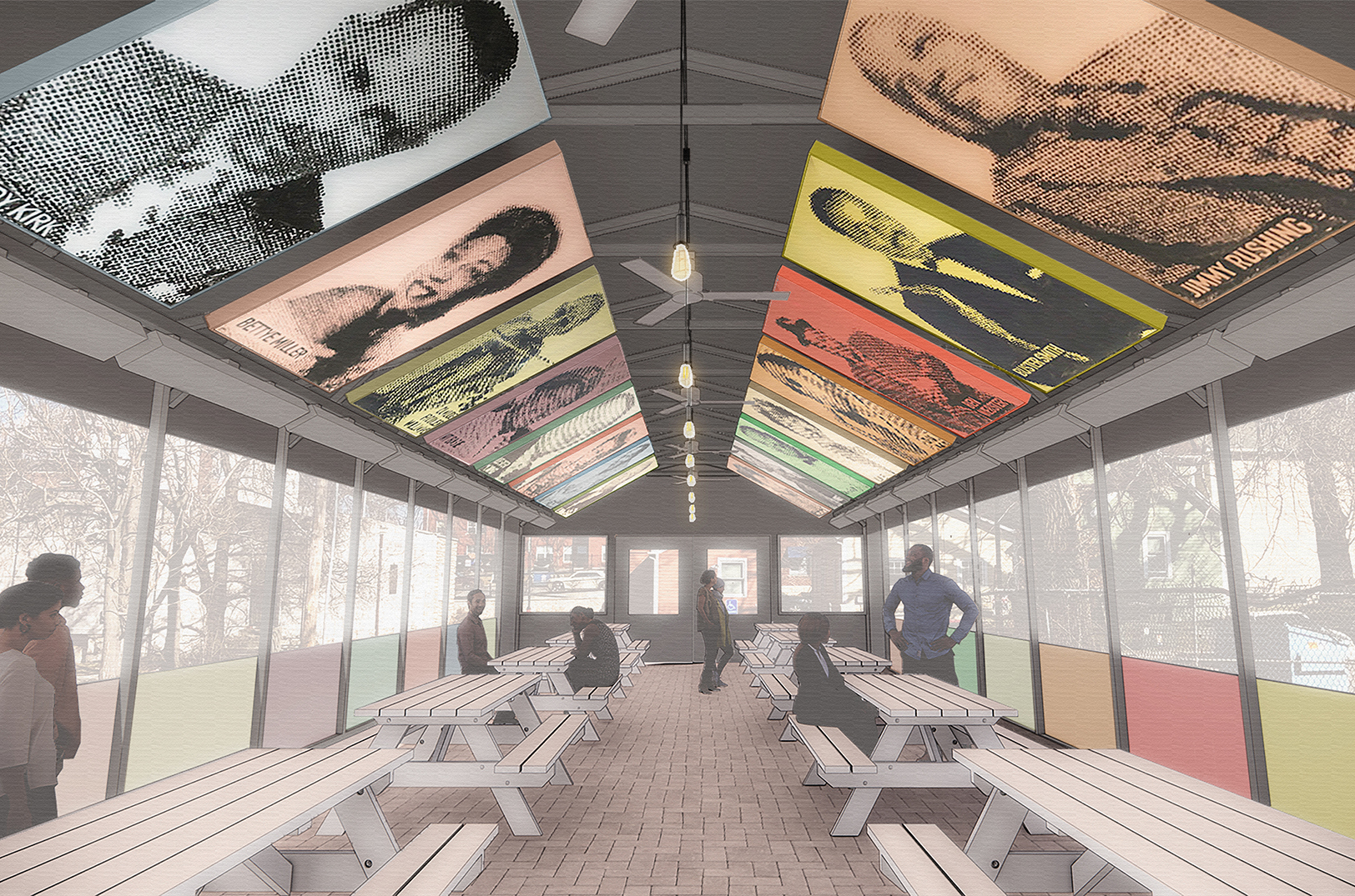 Rendering of Ruthelle’s patio interior that is set to feature paintings from the Kansas City Jazz Hall of Fame installation