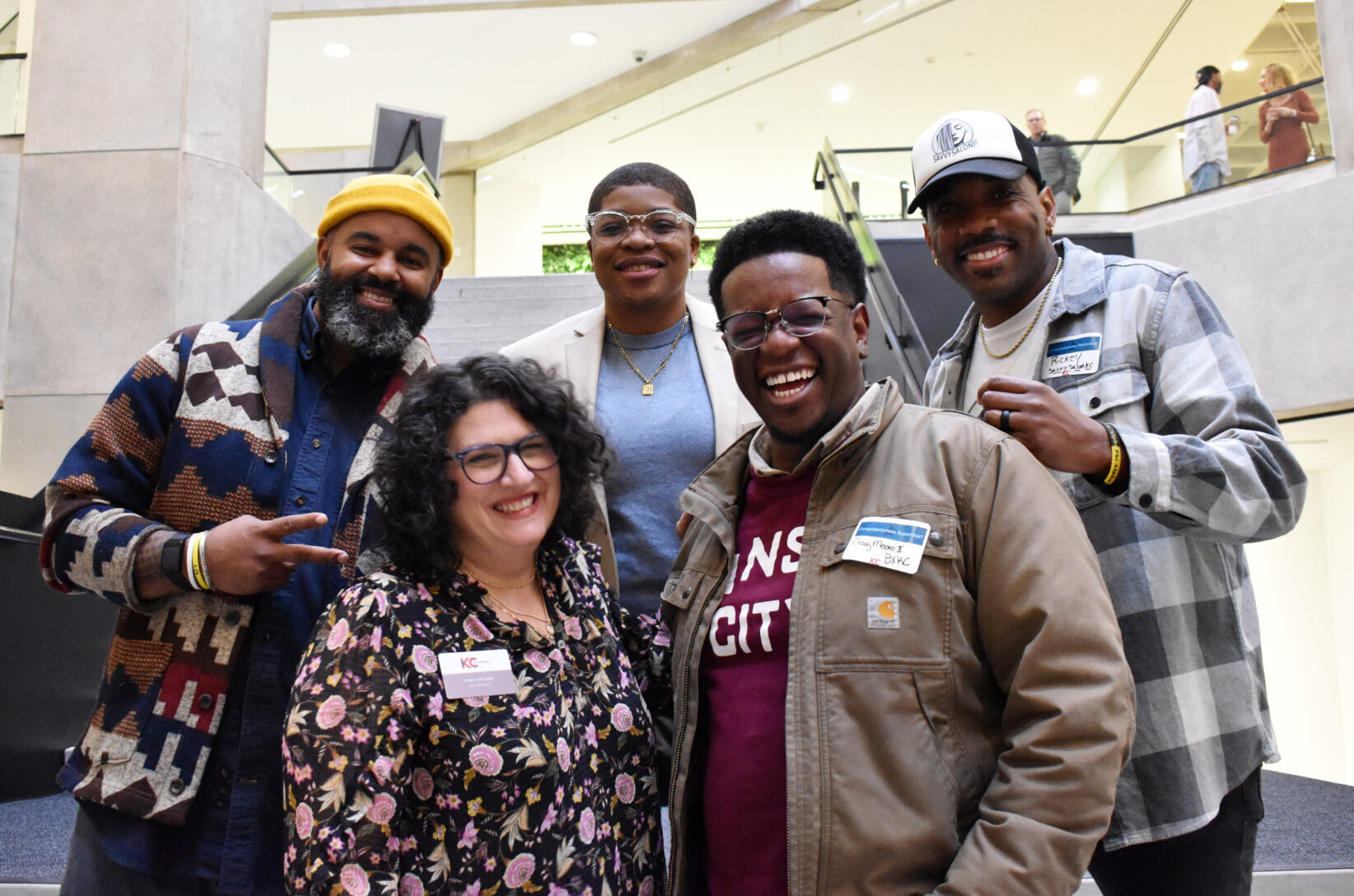Dan Smith, The Porter House KC; Vicky Kulikov, Greater Kansas City Chamber of Commerce; Jannae Gammage, Foresight; Craig Moore, Black Excellence; and Rickey Leathers, Savvy Salon KC, at the KC Chamber's Small Business Superstars reception; photos by Channa Steinmetz, Startland News