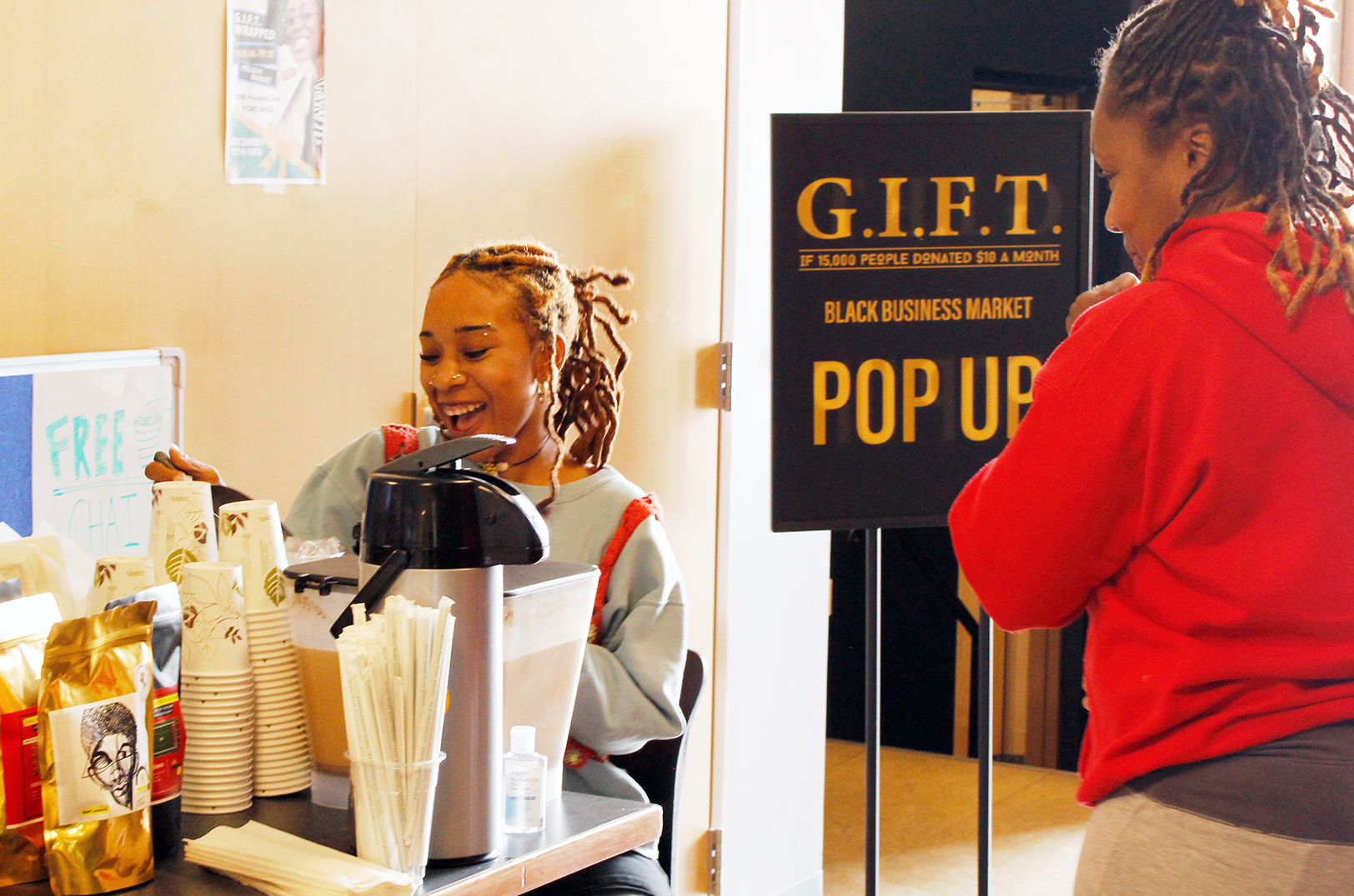 Equal Minded Cafe — a GIFT grant recipient — serves free coffee at a past Black Business Market event; photo courtesy of Kansas City GIFT