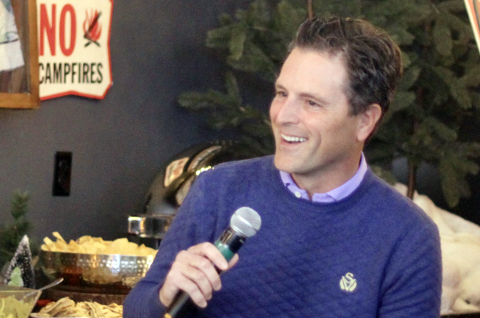 John Thomson, PayIt, speaks during a fireside chat as part of the 2022 kickoff of Global Entrepreneurship Week Kansas City; photo by Nikki Overfelt Chifalu, Startland News