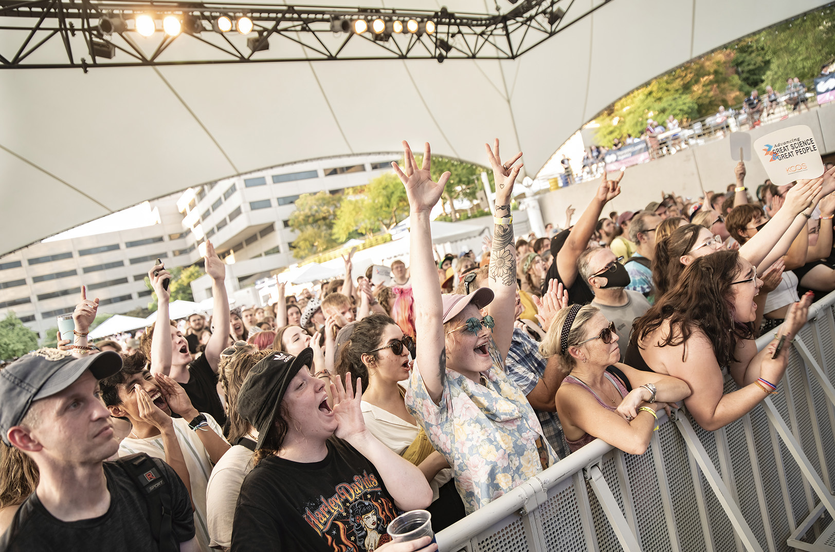 Concert-goers crowd the stage at Crown Center during the 2022 Innovation Festival; photo courtesy of Shea Swedlund