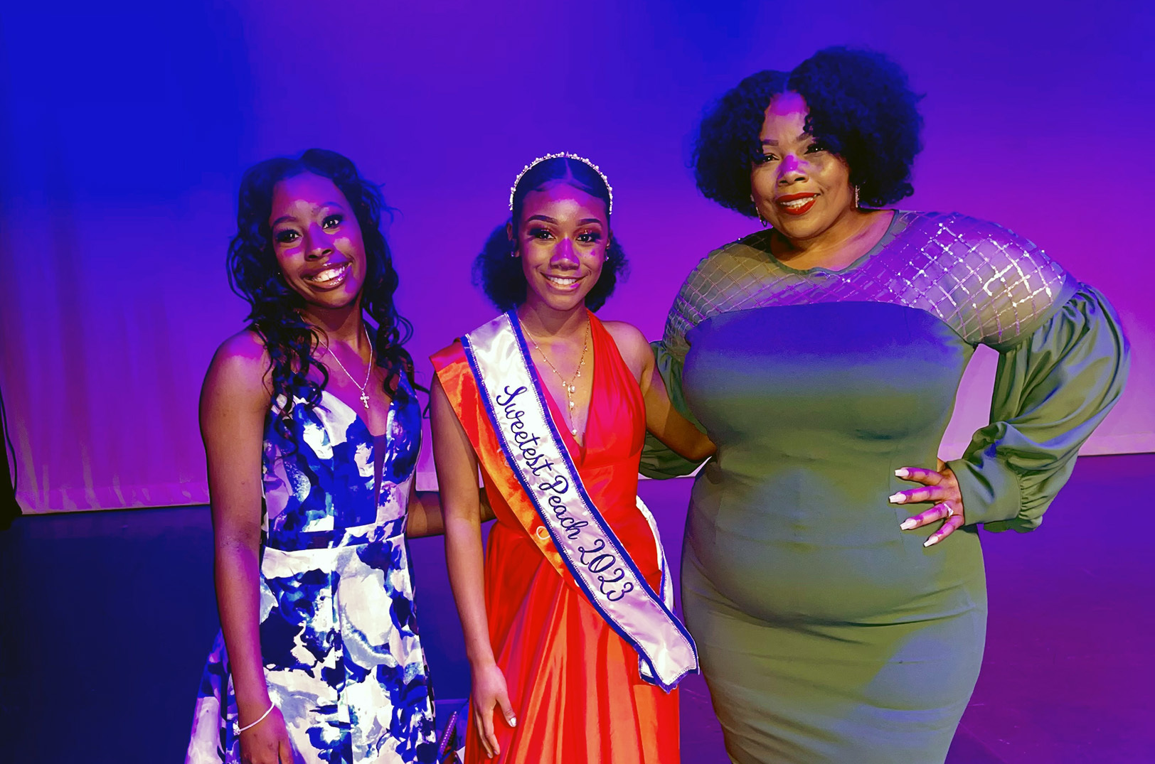 DaMyah Jones, Miss Unity 2022; Phoenix Thompson, Miss Sweetest Peach 2023; and Denisha Jones, Sweet Peaches Cobblers