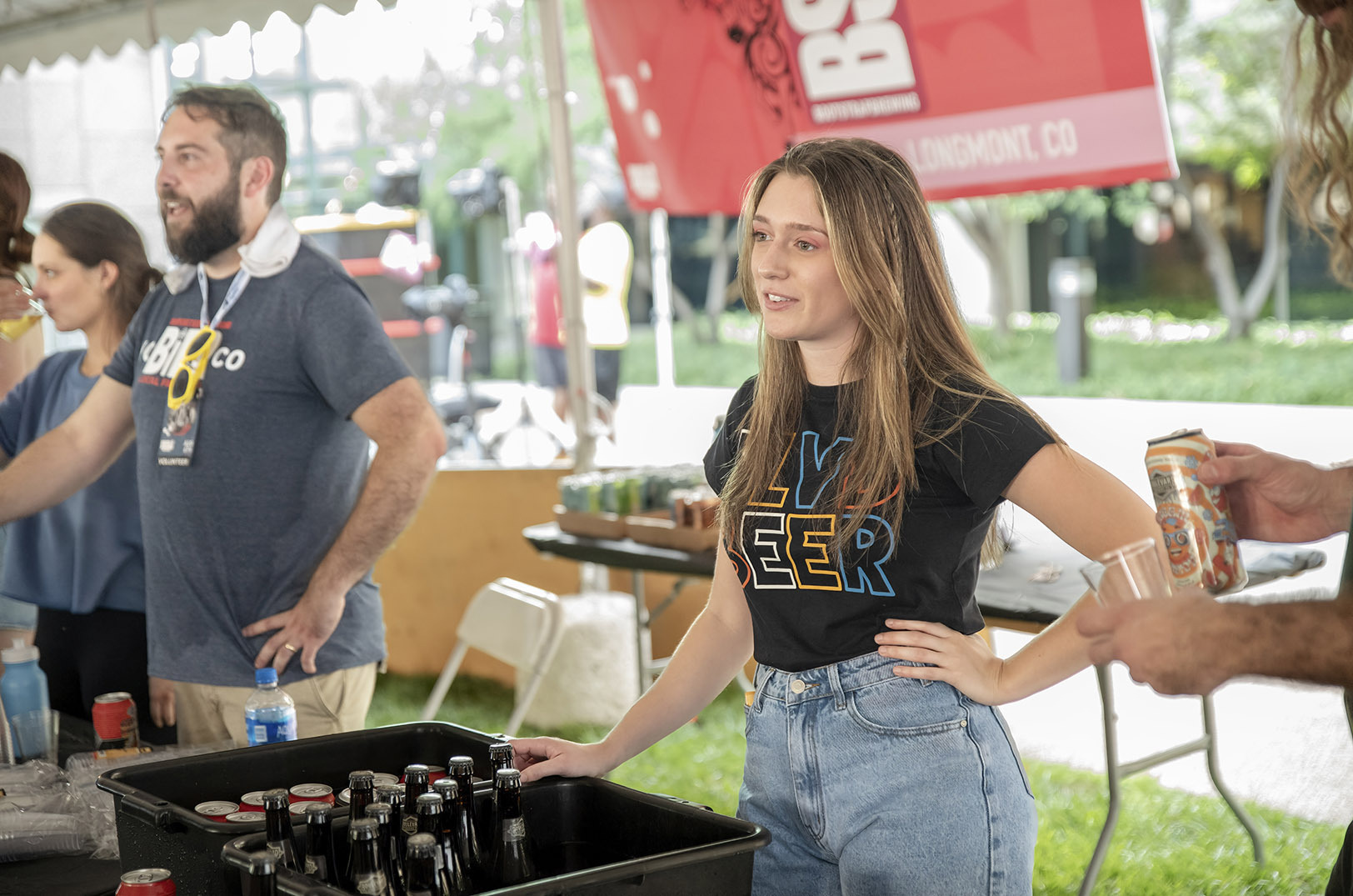 A Boulevard Brewing representative talks with event-goers at the 2022 Innovation Festival; photo courtesy of Innovation Festival