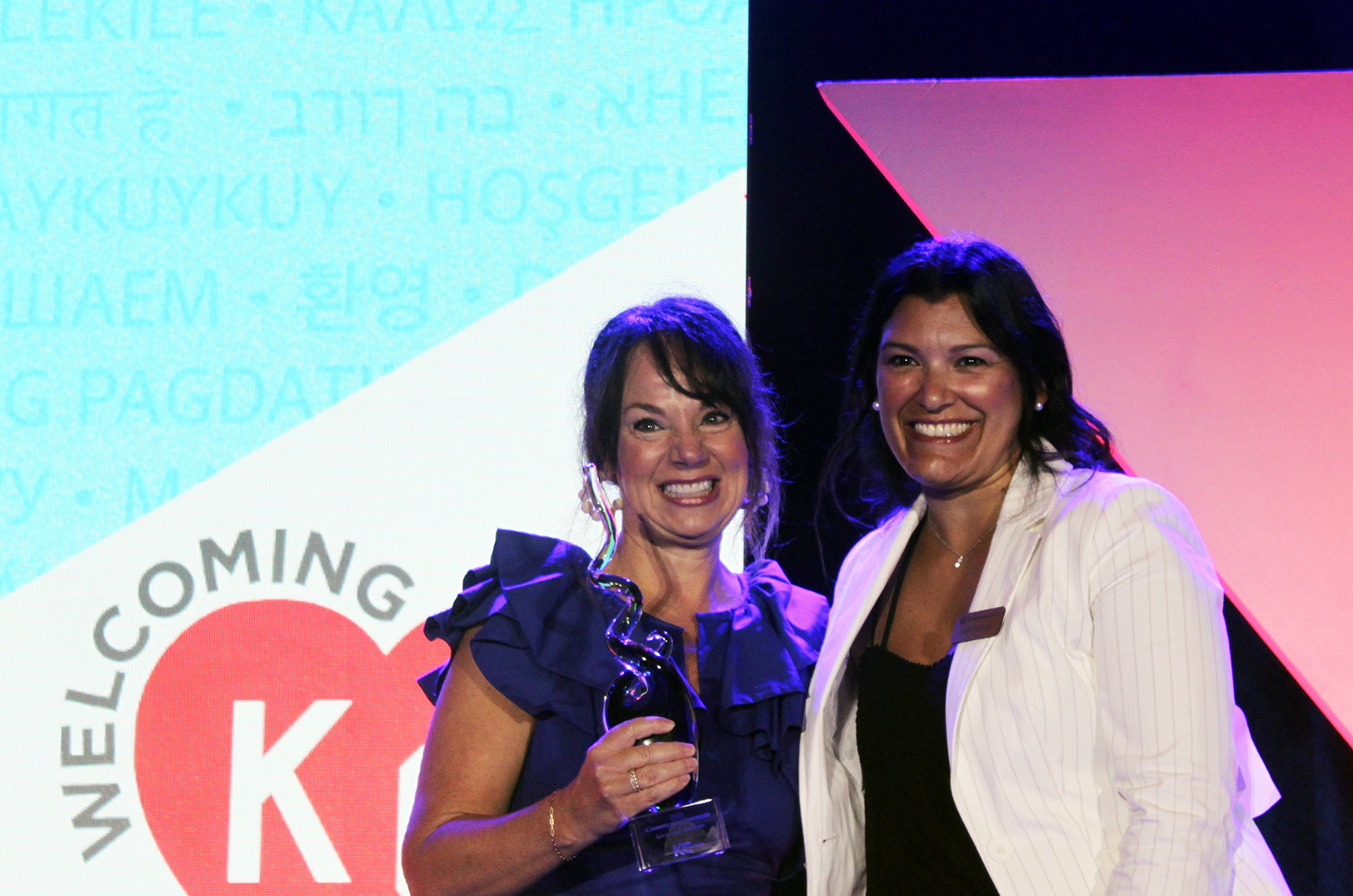 Amy Lee Sewell, Lockton Companies (left) and Nikki Storms, Commerce Bank (right) at the KC Chamber's POWER of Diversity Breakfast; photo by Nikki Overfelt Chifalu, Startland News