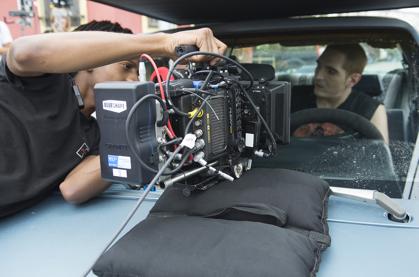 Behind-the-scenes photo from "All Creatures Here Below," the independent feature film that was the first to use a local Kansas City film incentive in 2016; "All Creatures Here Below" credits: written by and starring: David Dastmalchian; directed by: Collin Schiffli; director of photography: Bongani; producers: Amy Greene and Chris Stinson; filmed in Kansas City, Missouri, and Kansas; photo courtesy of the KC Film Office