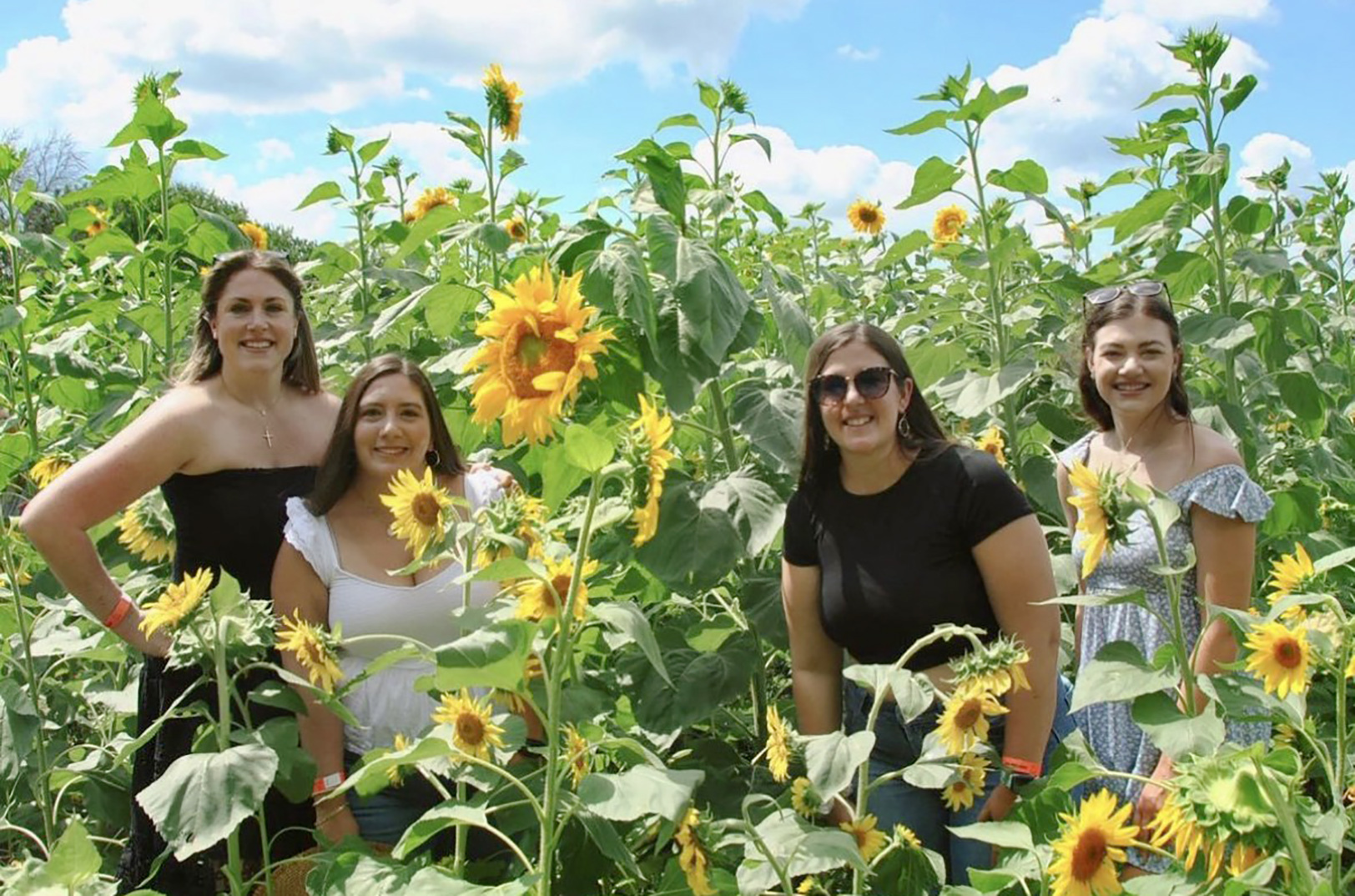 Sunflower Festival event-goers pose during the 2022 season at KC Wine Co.; photo courtesy of KC Wine Co