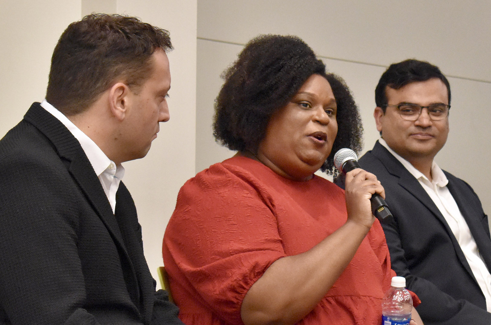 Emily Brown, Free From Market, speaks Sept. 22 at H&R Block during Back2KC; photo by Nikki Overfelt Chifalu, Startland News
