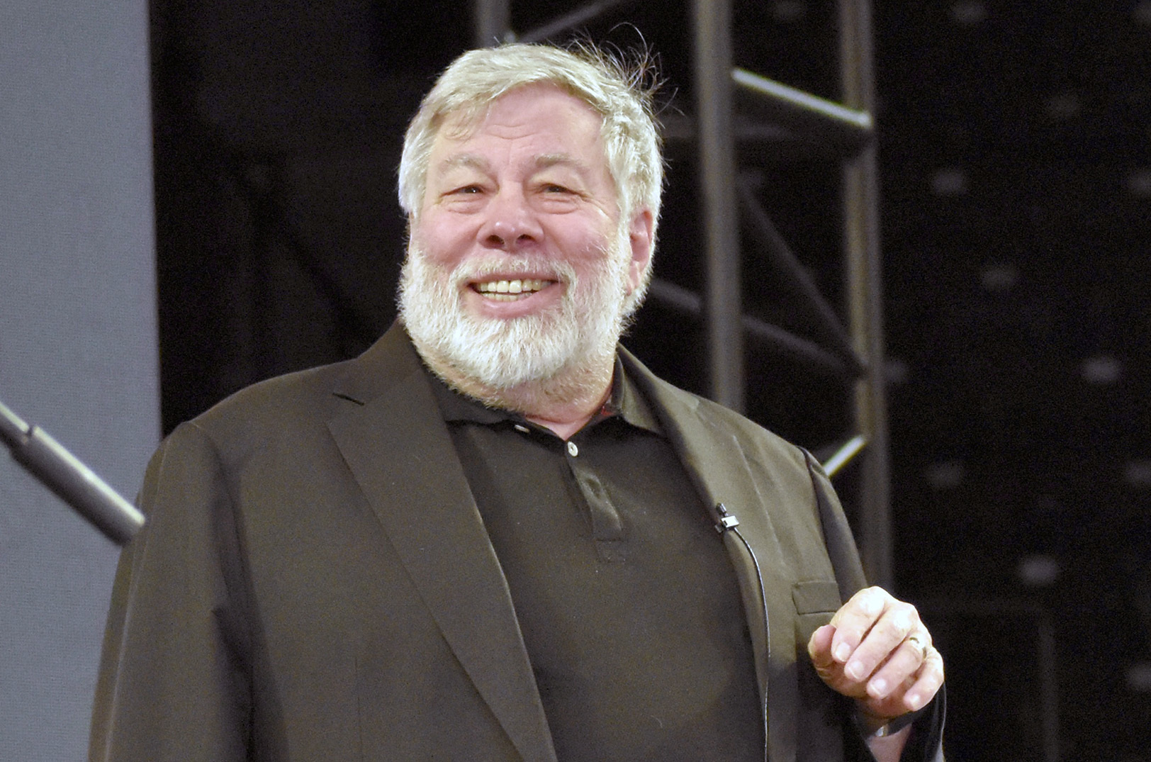 Steve Wozniak, Apple co-founder, smiles to the crowd during the Ad Astra Summit in Wichita; photo by Nikki Overfelt Chifalu, Startland News