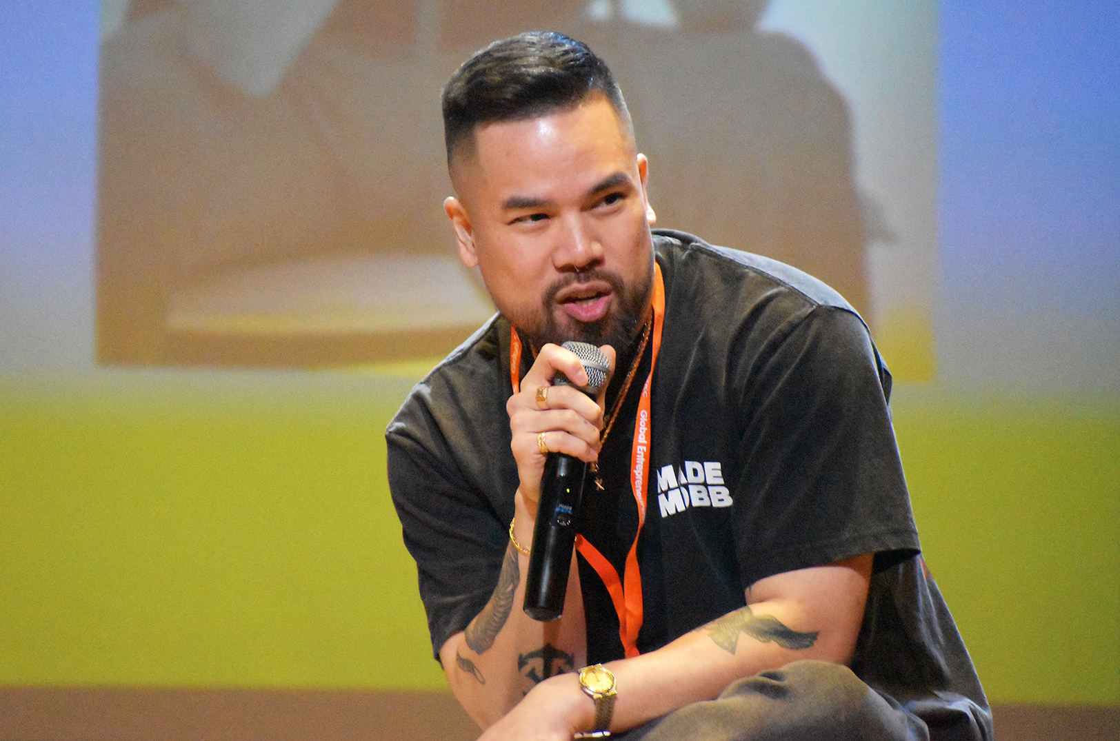 Vu Radley, Made Mobb, speaking during a 2023 Global Entrepreneurship Week-Kansas City panel; photo by Taylor Wilmore, Startland News