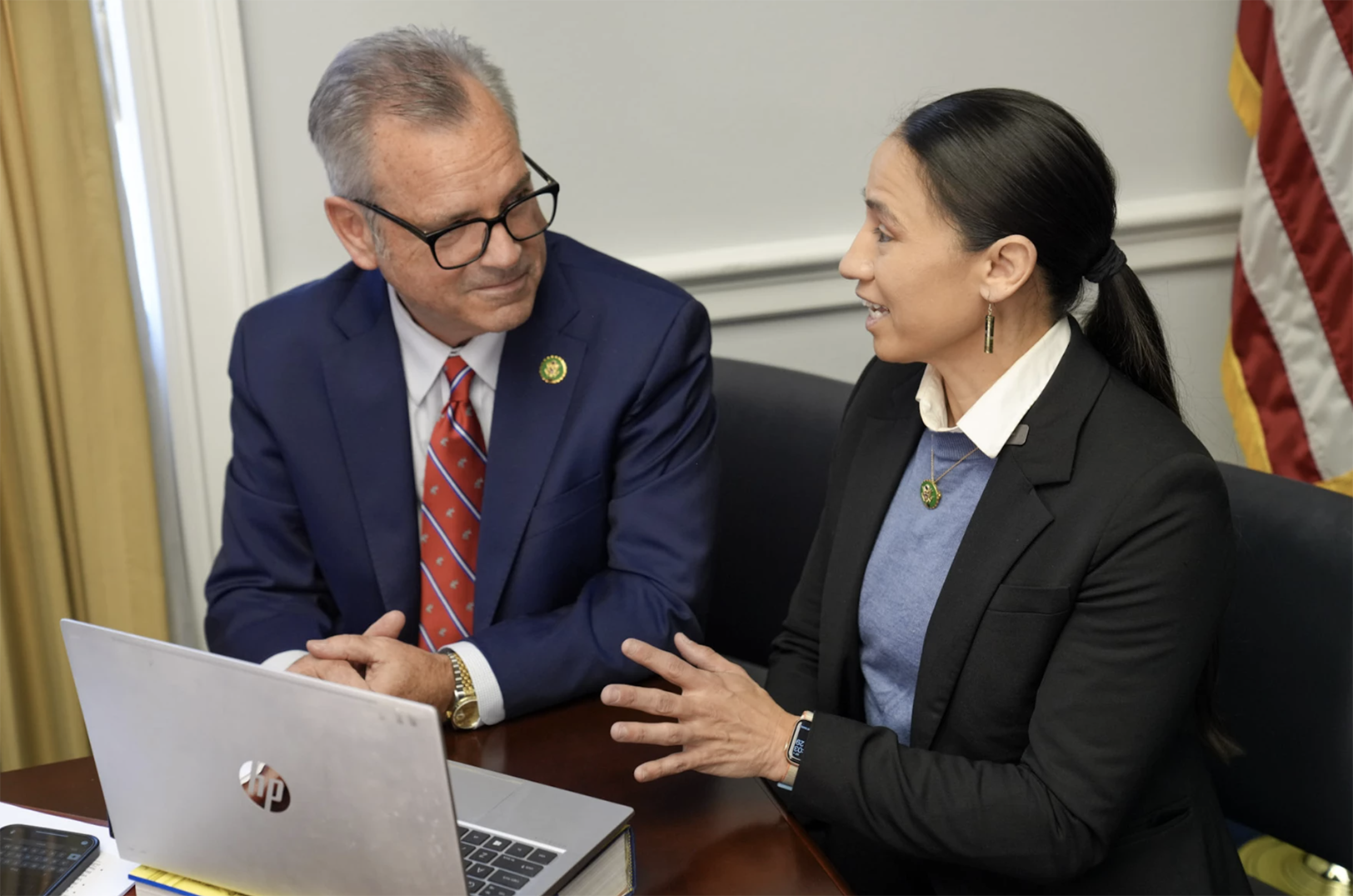 U.S. Reps. Mark Alford, R-Missouri, and Sharice Davids, D-Kansas; photo courtesy of Mark Alford's Office