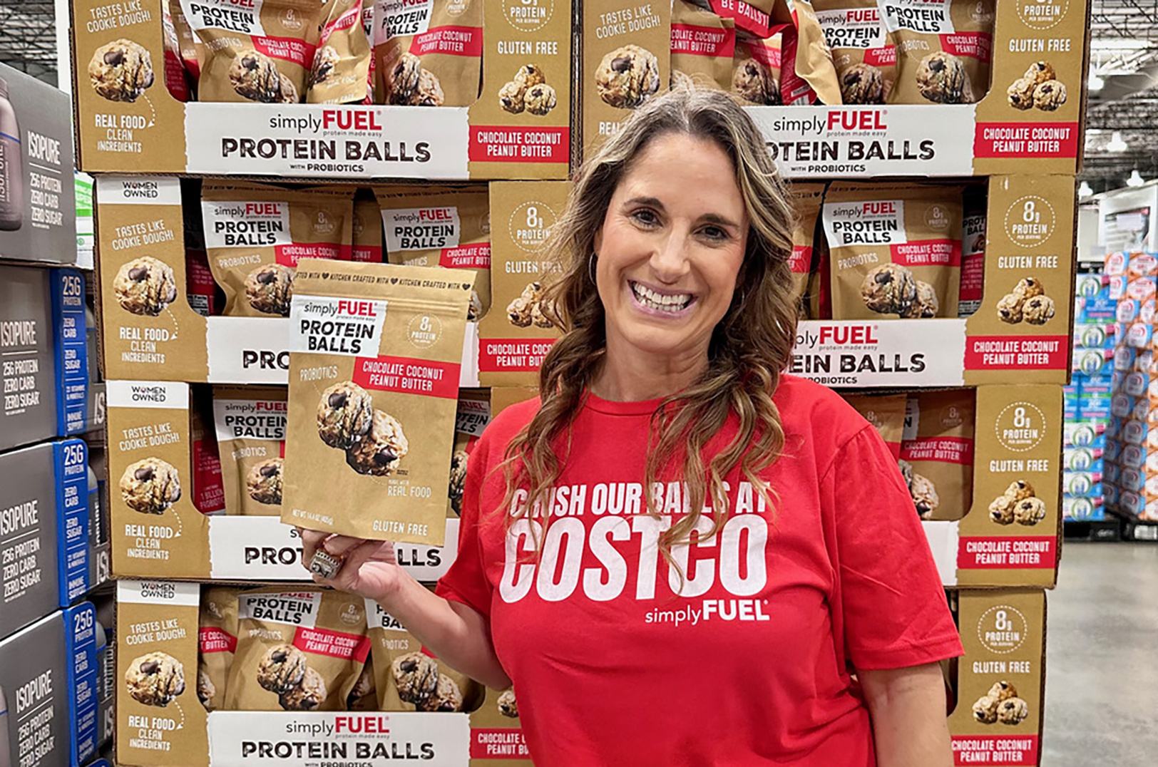 Mitzi Dulan inside an LA Costco store with SimplyFUEL